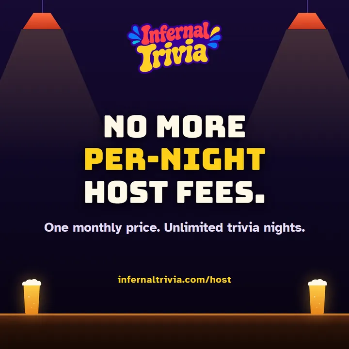 Infernal Trivia Host — No more per-night host fees. infernaltrivia.com/host
