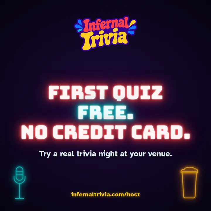 Infernal Trivia Host — First quiz free. No credit card. infernaltrivia.com/host
