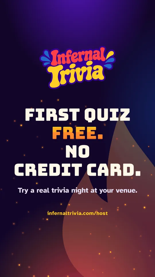Infernal Trivia Host — First quiz free. No credit card. infernaltrivia.com/host