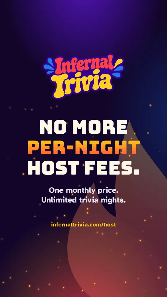 Infernal Trivia Host — No more per-night host fees. infernaltrivia.com/host