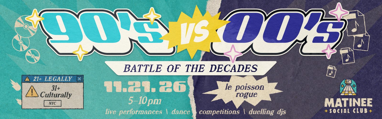 Poster: Matinee Social Club: 90s vs. 00s Decade Battle