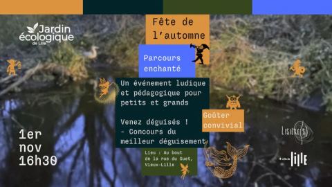 Affiche : Parcours enchanté du Jardin écologique – Fête de l'automne, Jardin écologique de Lille, 1 nov.