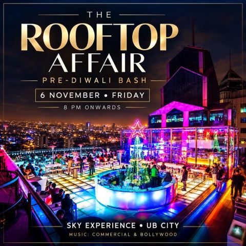 Poster: Friday Rooftop Pre Diwali Party At Sky UB CITY, Skyye - UB City, Nov 6