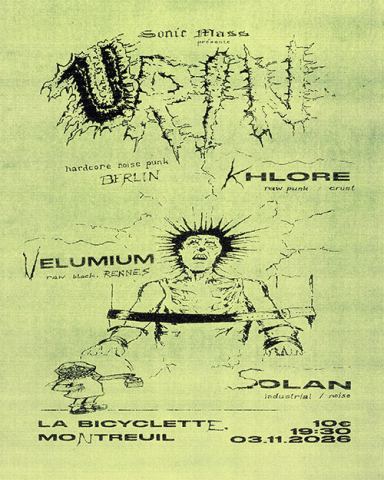 Affiche : Urin + Khlore + Velumium + Solan, La Bicyclette, 3 nov.