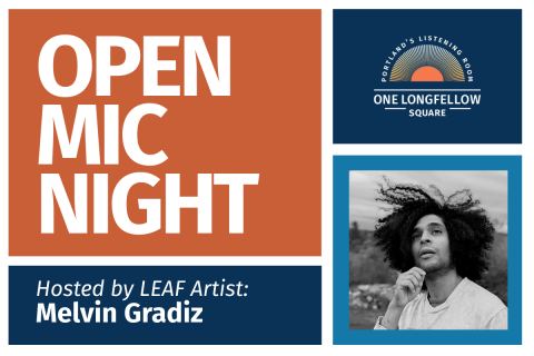 Poster: November Open Mic Night hosted by Melvin Gradiz, One Longfellow Square, Nov 4