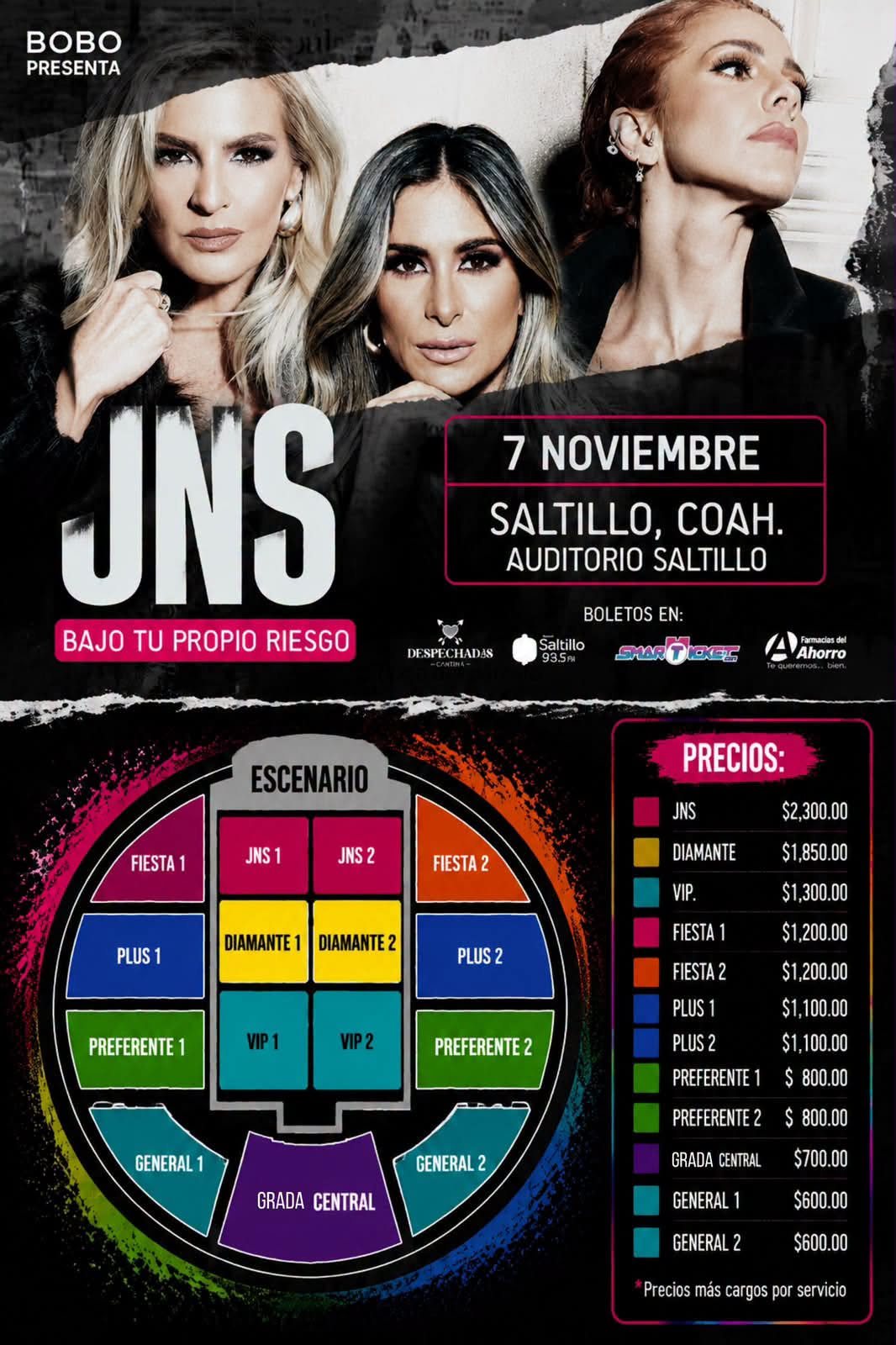 Cartel: JNS en Auditorio Saltillo