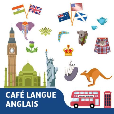 Affiche : Café langue anglais, Médiathèque Andrée Chedid, 7 nov.