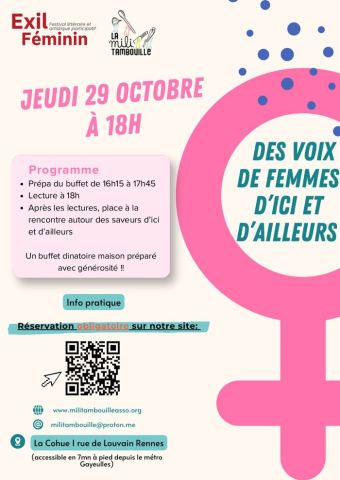 Affiche : Exil au féminin, La Cohue, 29 oct.