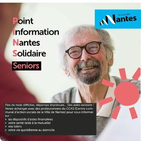 Affiche : PINS Seniors (Point Information Nantes Solidaire Seniors), Espace seniors La Locomotive, 30 oct.