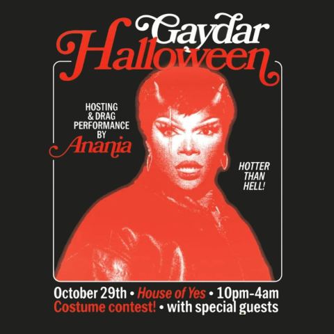 Poster: Gaydar Halloween, House of Yes, Oct 29
