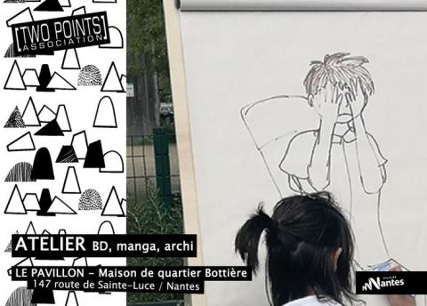 Affiche : L’Atelier BD Manga Illustration Architecture / 10-15 ans, Le Pavillon - Maison de quartier de la Bottière, 2 nov.