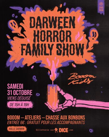 Affiche : DARWEEN HORROR FAMILY SHOW À DARWIN, Darwin Éco-système, 31 oct.