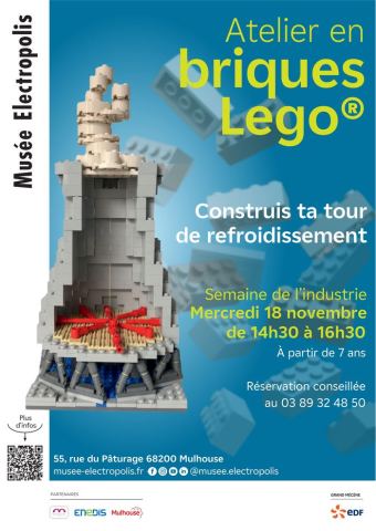 Affiche : Atelier LEGO® « le nucléaire en briques » - Semaine de l’Industrie, Musée Electropolis, 18 nov.