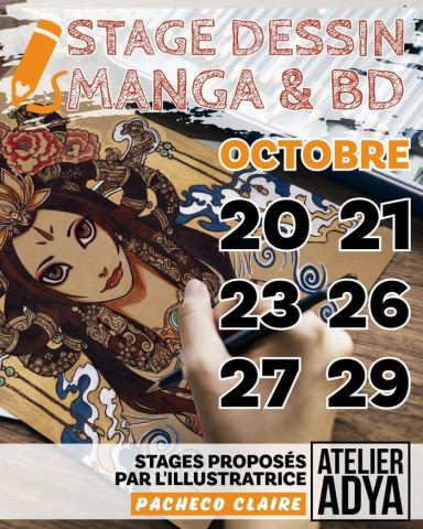 Poster: Stage de dessin (Illustration & perspective), Manga et BD, Atelier Adya, Oct 29