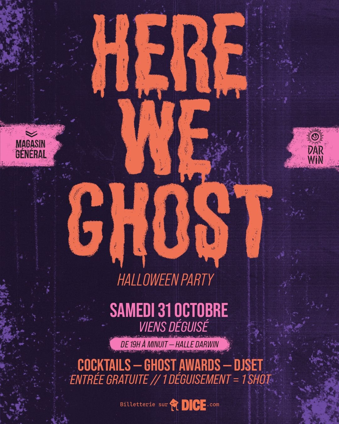 Affiche : HERE WE GHOST · HALLOWEEN PARTY À DARWIN