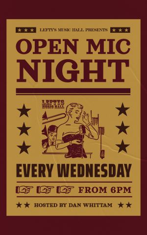 Poster: Open Mic Night, Lefty's Music Hall, Oct 28