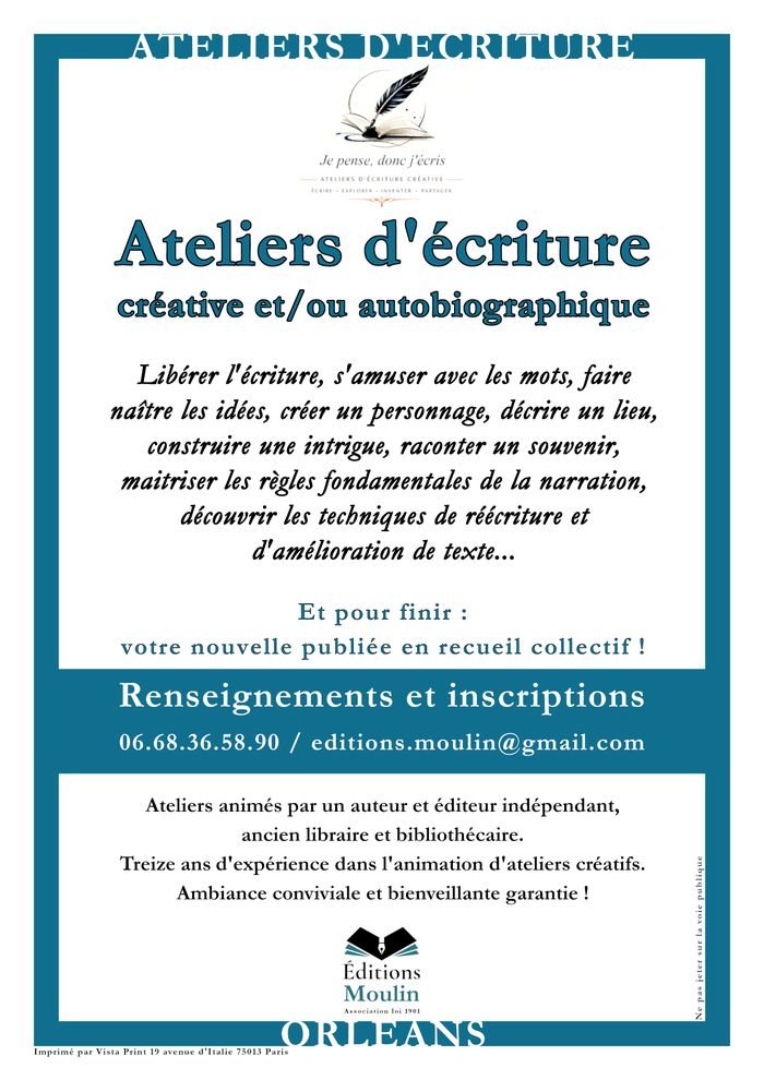 Poster: Ateliers d'écriture créative