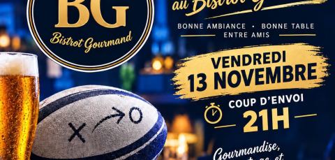 Affiche : Soirée spéciale rugby, 195 Quai des Bateliers, Fondettes, 13 nov.