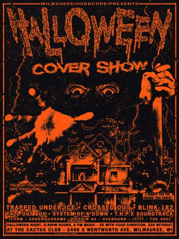 Poster: Milwaukee Hardcore Halloween Cover Show: Form • Adrenochrome • Pushing 40 • Overhand, Cactus Club, Oct 31