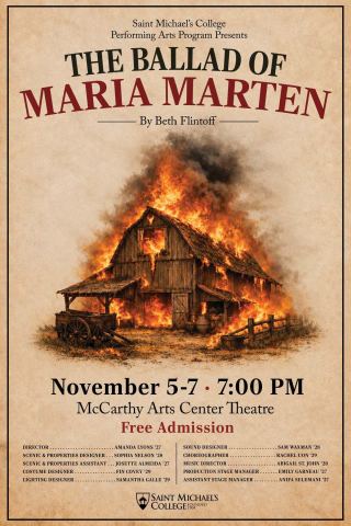 Poster: “The Ballad of Maria Marten”, McCarthy Arts Center (Saint Michael's College), Nov 5