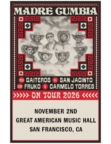 Poster: Los Gaiteros de San Jacinto, Fruko, & Carmelo Torres, Great American Music Hall, Nov 2