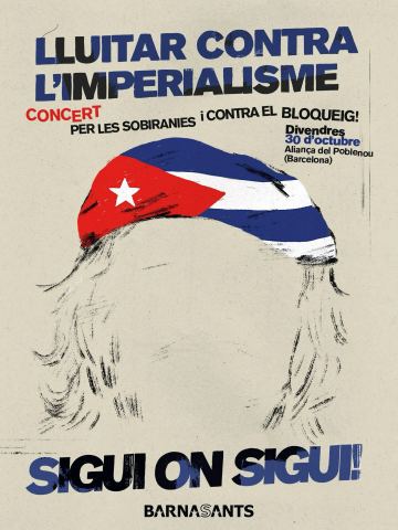 Cartel: Concert per les sobiranies i contra el bloqueig "Va per Cuba", Casino de l'Aliança del Poblenou, 30 oct