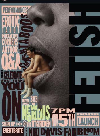 Poster: Niki Davis Fainbloom "Fetish" Book Launch, The Tigermen Den, Nov 5