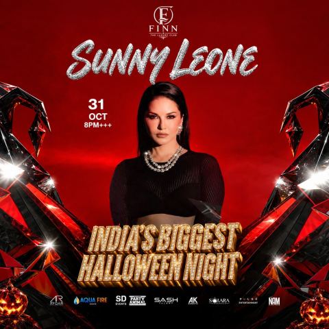 Poster: Sunny Leone Live. Halloween Party - Finn Club, Finn - The Luxury Club, Oct 31