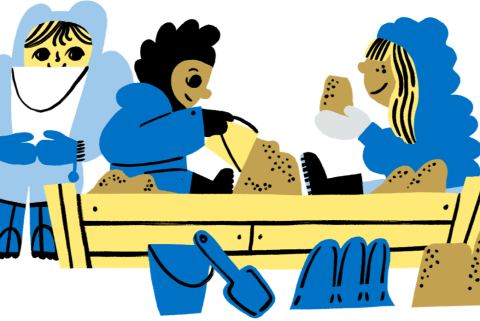 Juliste: Pihapuuhat, Leikkipuisto Trumpetti, 27.8.