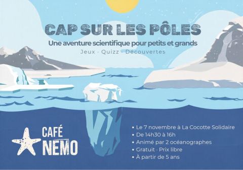 Affiche : Cap sur les pôles - Une aventure scientifique pour petits et grands, Cocotte Solidaire (La), 7 nov.