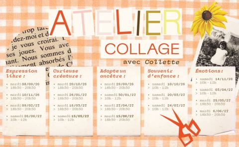 Poster: Ateliers de collage / Saison 26-27, Les Yvette, Nov 10