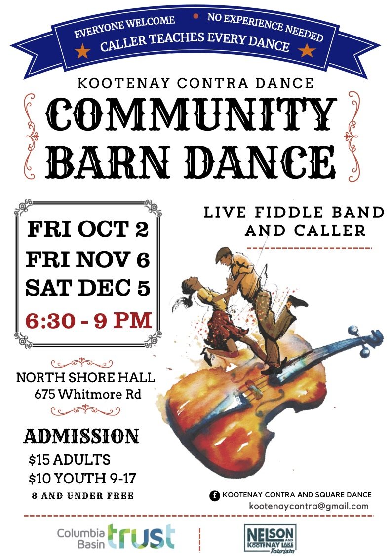 Poster: Contra Dance: Kootenay Community Barn Dance