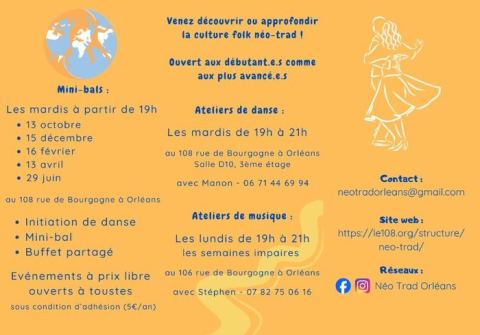 Poster: Atelier Danse Néo-trad / Néo-Folk, Le 108, Sep 22
