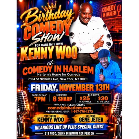 Poster: Kenny Woo, Comedy in Harlem, Nov 13