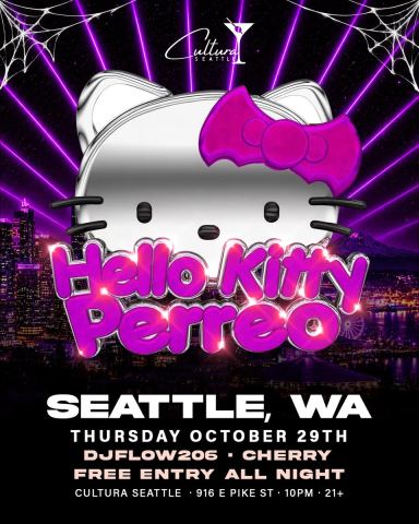 Poster: Hello Kitty Perreo, Cultura Seattle, Oct 29