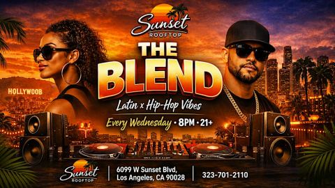 Poster: the Blend at sunset, Latin and Hip‑Hop, Sunset RoofTop, Oct 28