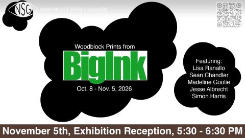 Poster: Woodcut Prints from Big Ink Workshop 2026, Northcutt Steele Gallery (MSU Billings), Oct 8