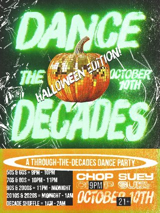 Poster: DANCE THE DECADES: Halloween Edition!