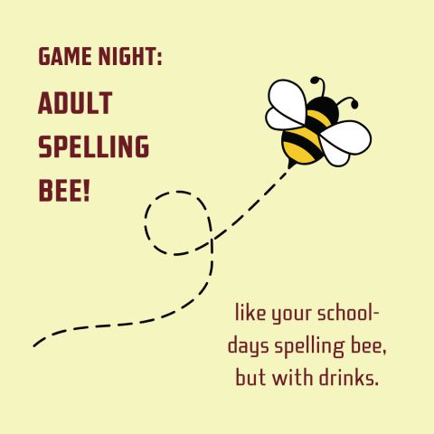 Poster: Game Night: Adult Spelling Bee, Book Club Bar, Oct 28