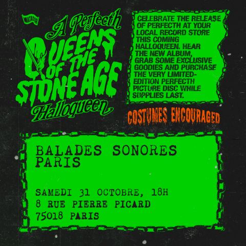 Poster: Exclusive Vinyl & Treats: Queens of The Stone Age fête HALLOWEEN @ Balades Sonores, Balades Sonores, Oct 31