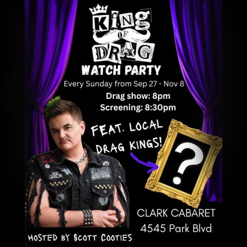 Poster: King of Drag – Watch Party, Diversionary Theatre, Nov 1