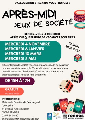 Affiche : Après-midi jeux de société au Cadran, le Cadran, 4 nov.