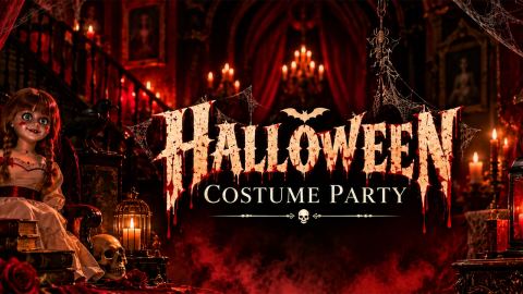 Poster: Halloween Costume Party, Nostalgia Cafe, Oct 31