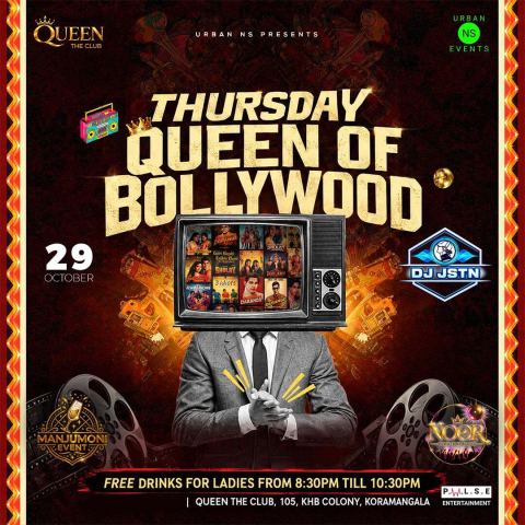 Poster: Thursday Queens of Bollywood, Queen - The Club, Oct 29