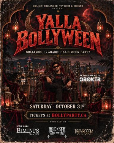 Poster: Yalla Bollyween Vancouver, Bimini's, Oct 31