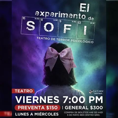 Cartel: El experimento de Sofi, La Corte Teatral, 30 oct