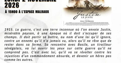 Affiche : Ciné enJoué : Justin le juste, Joué-lès-Tours, 2 nov.