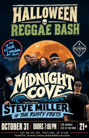 Poster: THE RUSTY FRETS with Midnight Cove, Jack London Revue, Oct 31