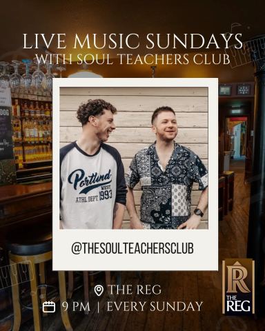 Poster: Live Music Sundays with Soul Teachers Club, The Reg, Nov 1