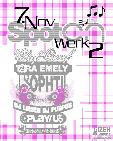 Plakat: SPOT ON, WERK 2 – Kulturfabrik, 7. Nov.